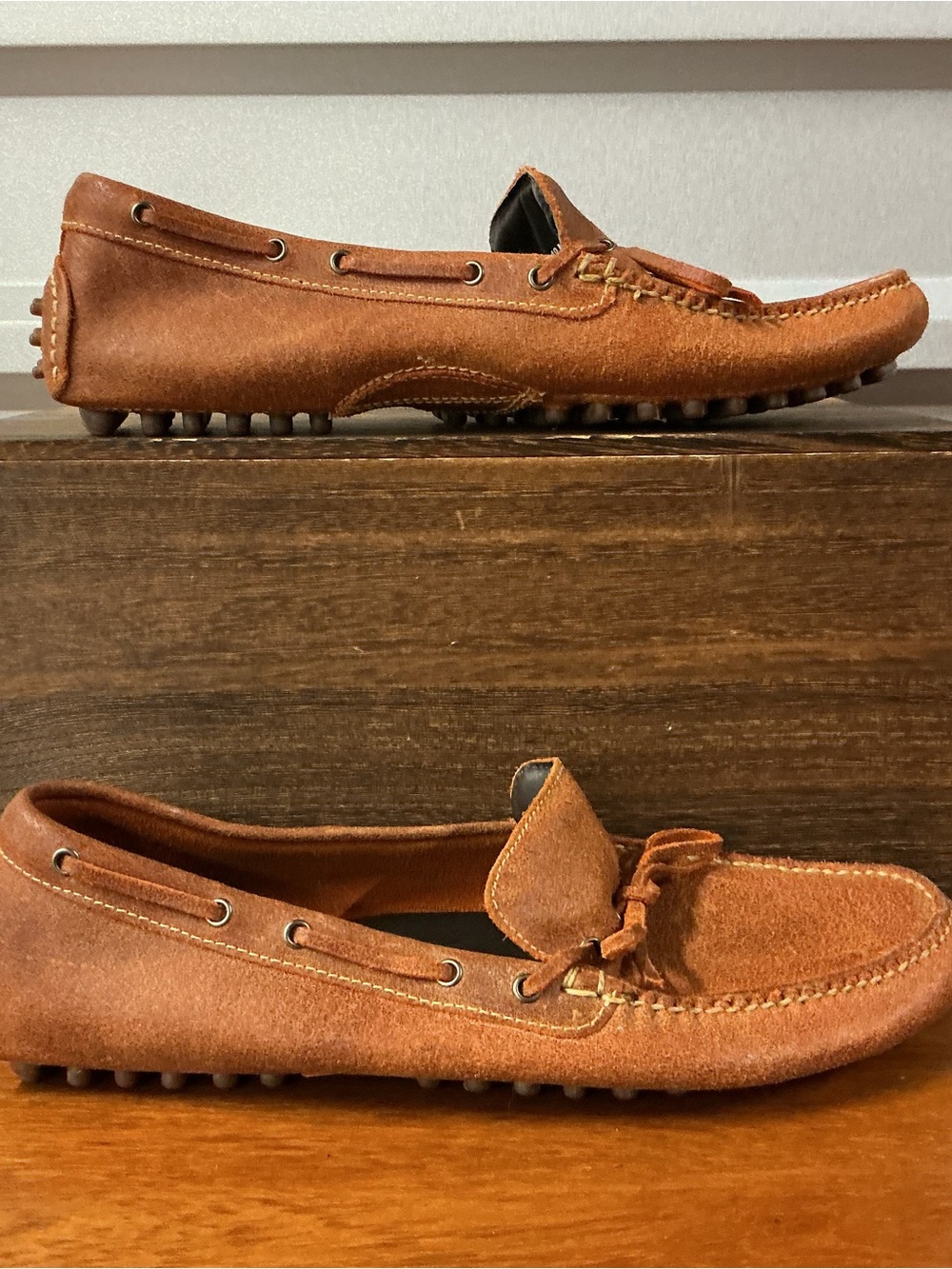 Cole Haan Men Brown Cracked Leather Driving Moccasin Slip On Loafer Size 10